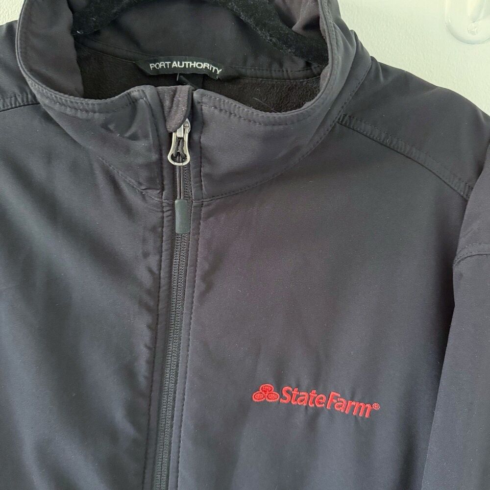 State Farm Black Jacket Embroidered Port Authority Sz 2XL XXL Pockets Soft Shell - Picture 10 of 16